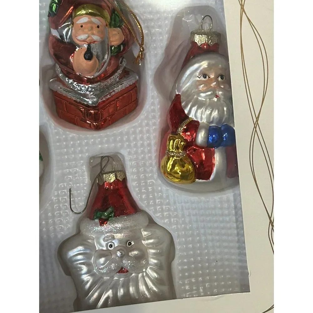 Box of 4 Glass Christmas Ornaments In‎ Box Target 2001 Santas Snowman